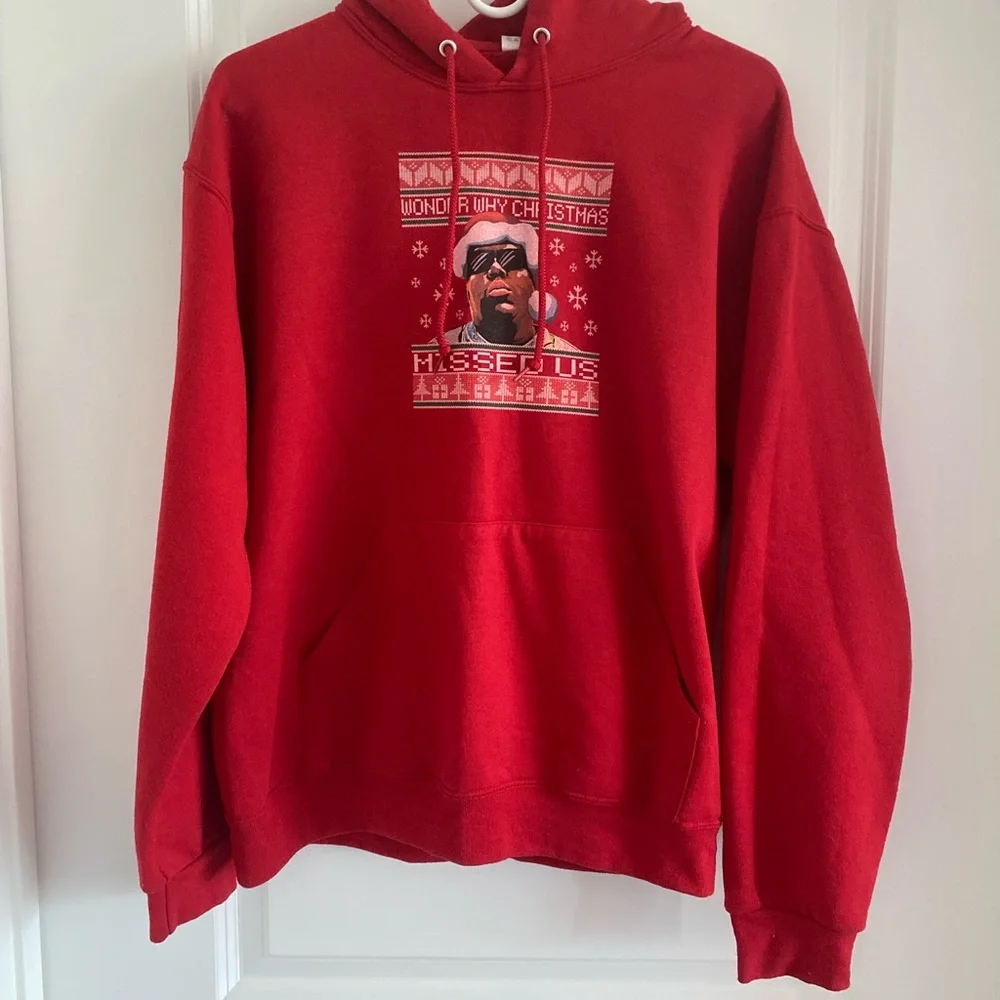 Red Holiday Graphic Hooded Sweatshirt - Unbranded